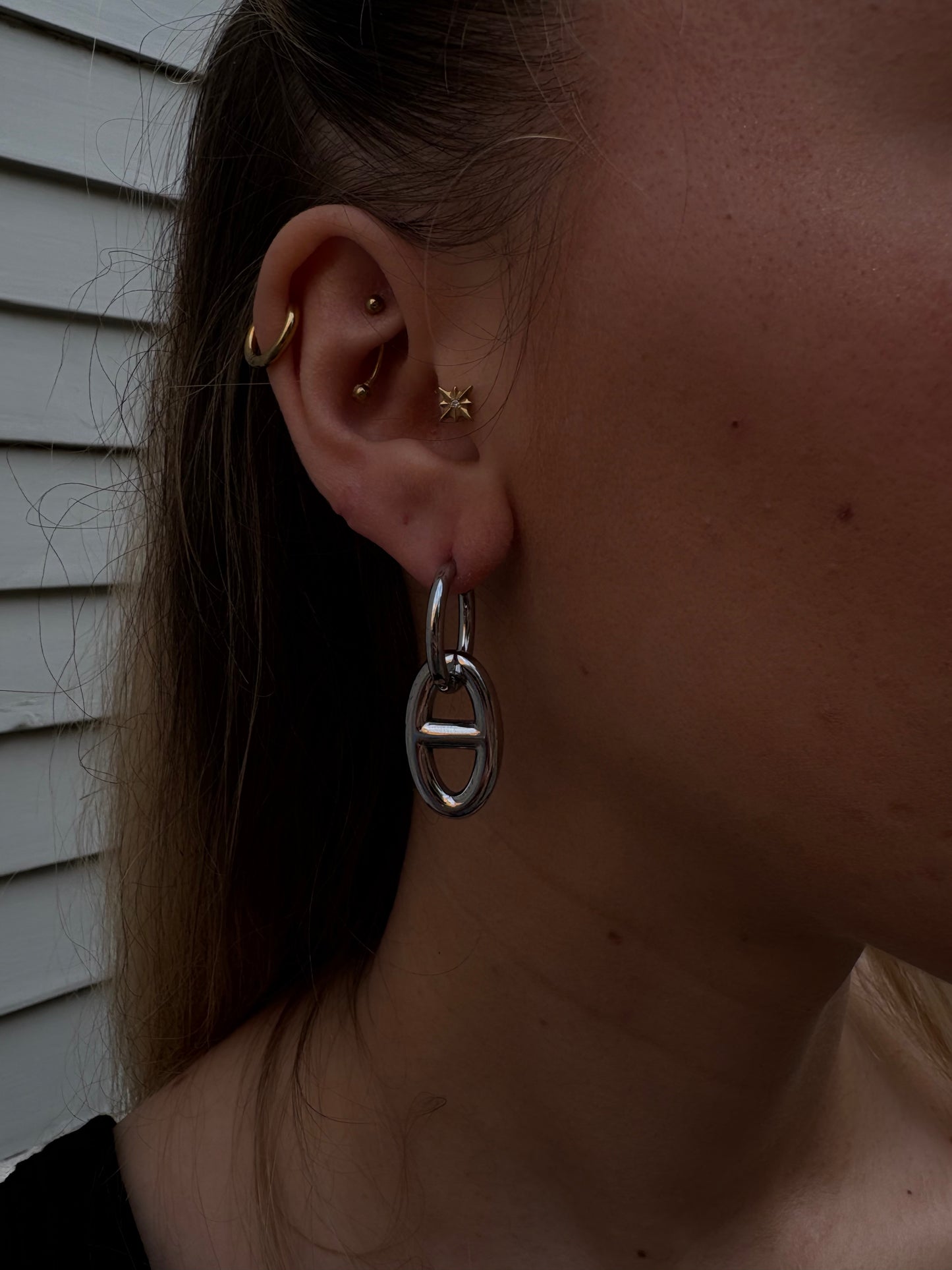 Boucles d'oreilles Romy - Anneau et Maillon Pendant