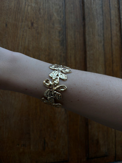 Bracelet Manchette Anthéa - Fleurs Martelées Entrelacées