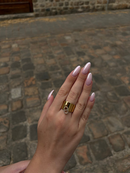 Bague Large Julie - Pendentif Ovale Pavé de Strass