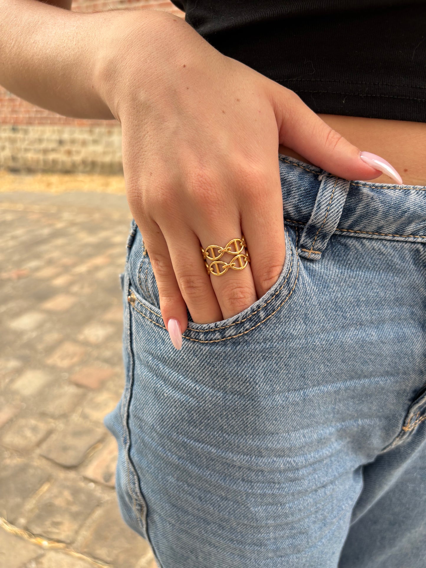 Bague Célia - Double Rangée Maillons Ovales