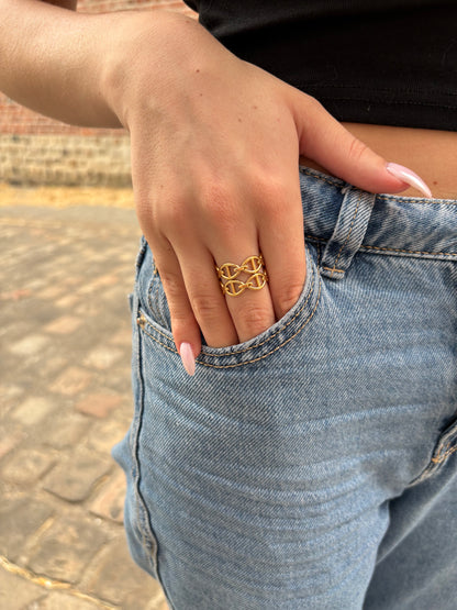 Bague Célia - Double Rangée Maillons Ovales