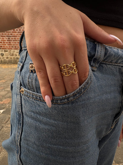 Bague Célia - Double Rangée Maillons Ovales