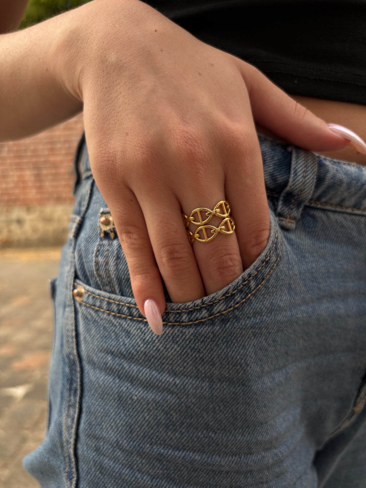 Bague Célia - Double Rangée Maillons Ovales