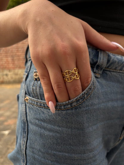 Bague Célia - Double Rangée Maillons Ovales