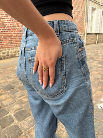 Bague Cara - Triple Anneau et Épingle Sertie de Strass
