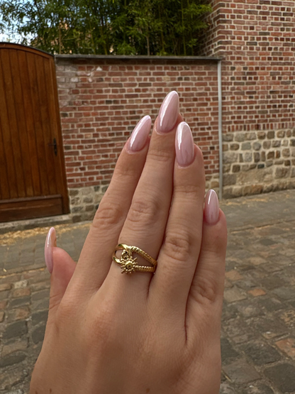 Bague Ajustable Hélia - Double Anneau et Pendentif Soleil