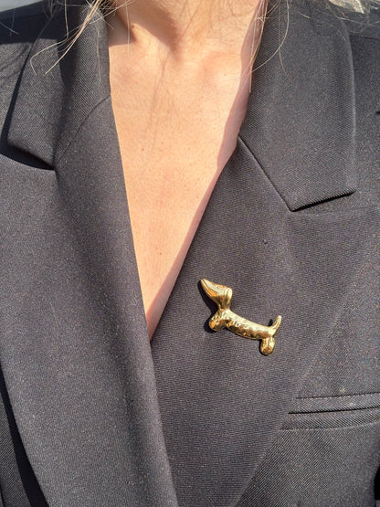 Broche Aria - Chien Teckel Motif Martelée