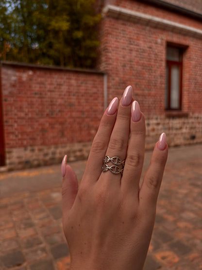 Bague Célia - Double Rangée Maillons Ovales
